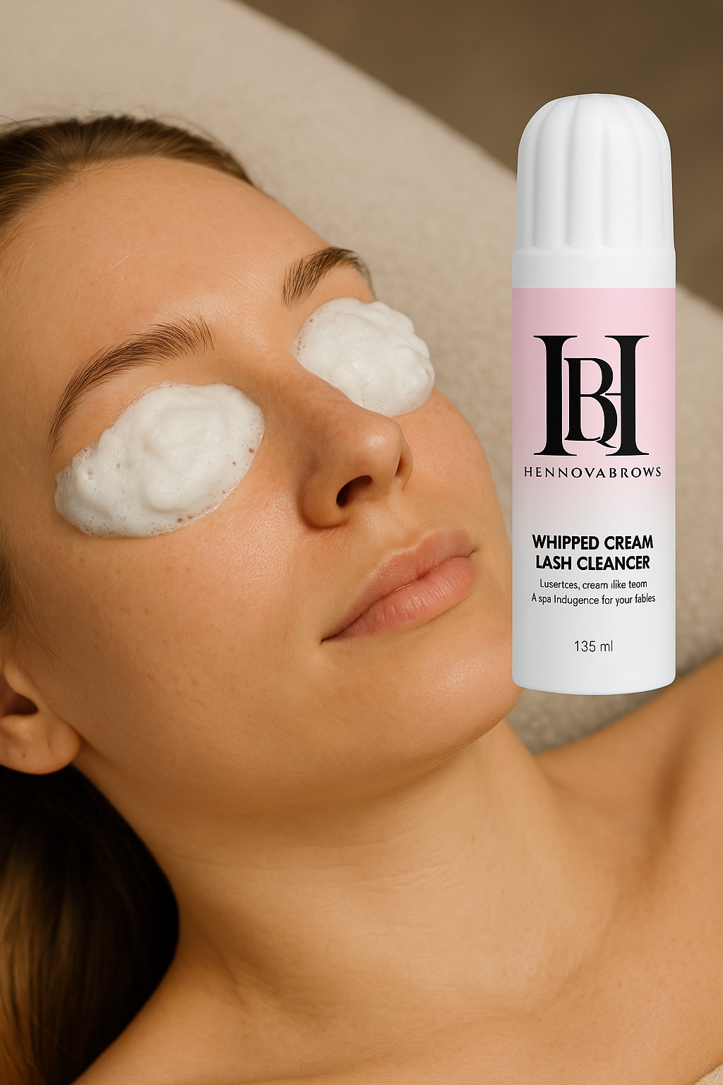 Whipped Cream Lash Cleanser – Espuma de Limpieza Suave y Efectiva 135 ml | Fórmula Profesional | HennovaBrows