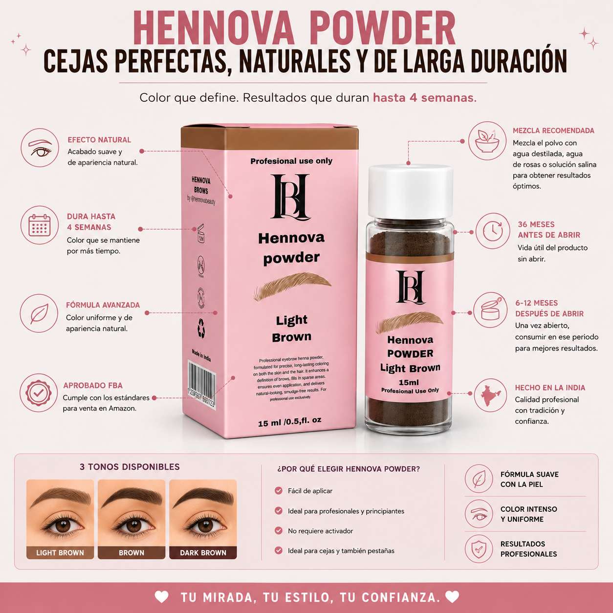 HENNOVABROWS HENNA POWDER-COLORS PROFESSIONAL EYE