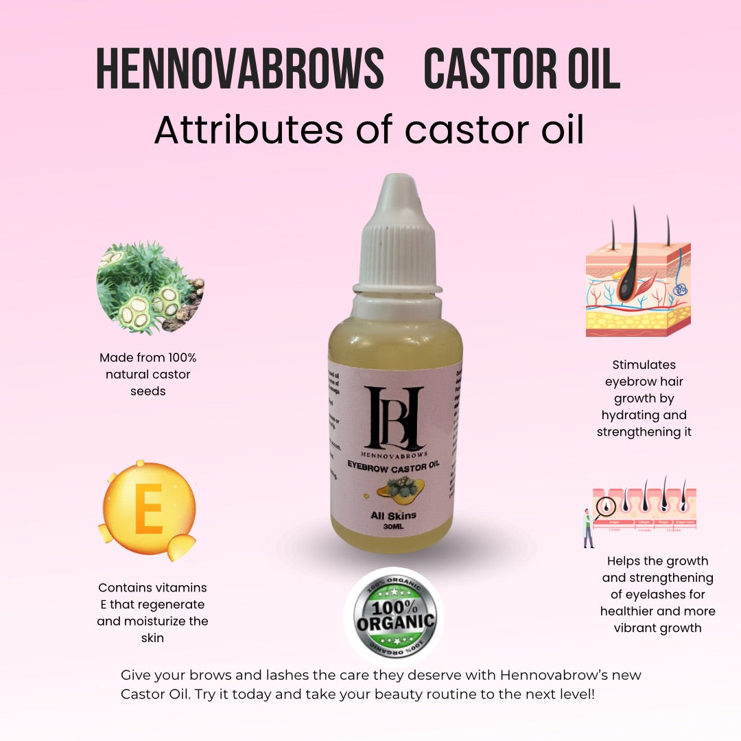 CASTOR OIL EYEBROWS AND LASH HENNOVABROWS