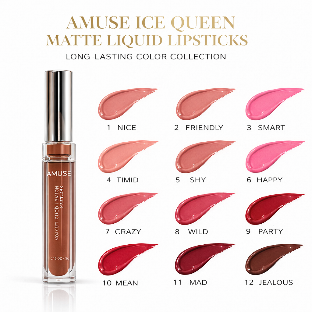 AMUSE ICE QUEEN MATTE LIQUID LIPSTICKS – LONG-LASTING COLOR COLLECTION