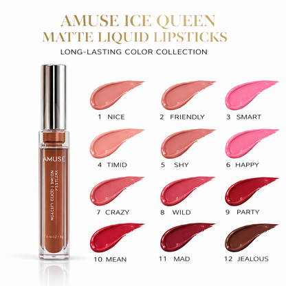 AMUSE ICE QUEEN MATTE LIQUID LIPSTICKS – LONG-LASTING COLOR COLLECTION