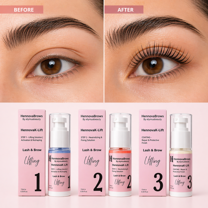 HennovaK-Lift Lash & Brow System – 3 Step Korean Lifting & Lamination Kit (Professional Use)