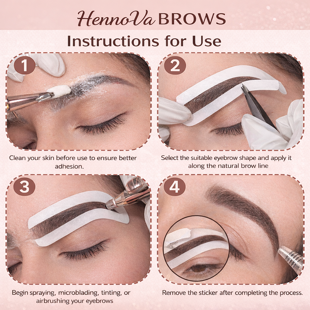 ADHESIVE EYEBROW STENCILS FOR AIRBRUSH HENNA APPLICATION