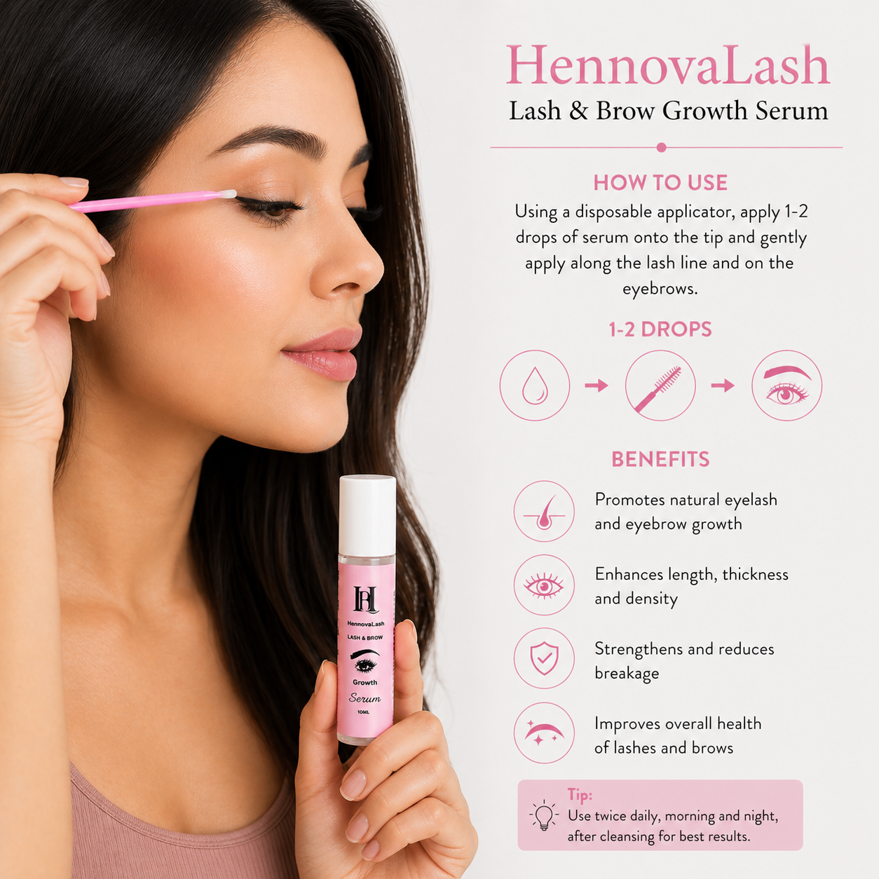 Lash &amp; Brow Growth Serum – Lightweight Formula for Fuller Looking Brows &amp; Lashes | 10ML