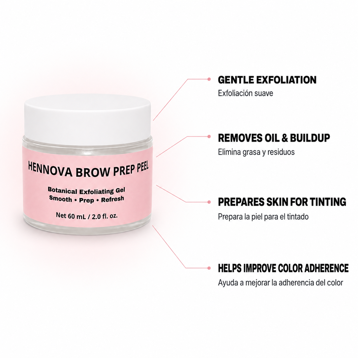 HENNOVA BROW PREP PEEL Botanical Exfoliating Gel | 60 mL / 2.0 fl. oz.