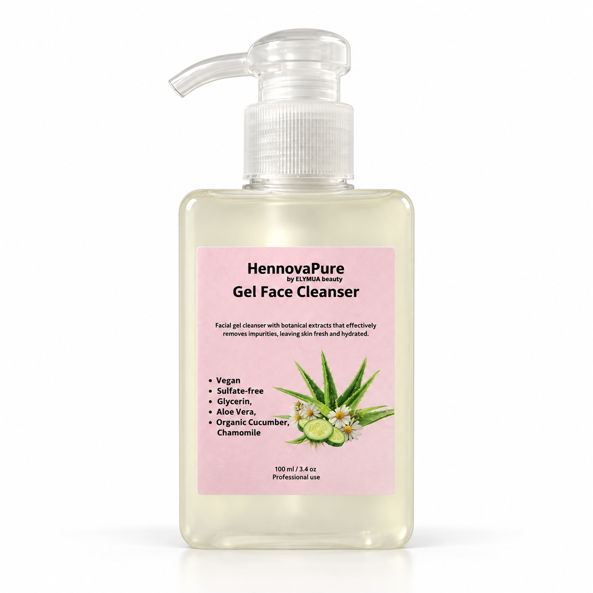 HennovaPure Gel Face Cleanser | Cucumber + Aloe + Chamomile