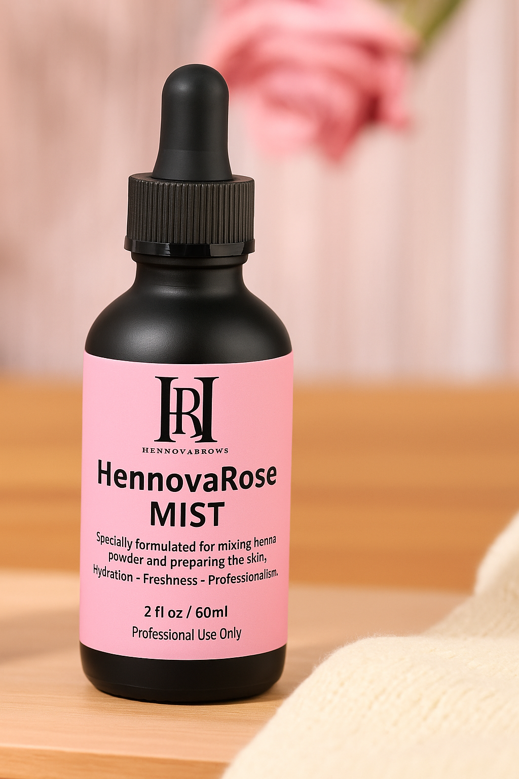 HennovaRose Mist – Agua de Rosas Pura (60 ml / 2 fl oz)