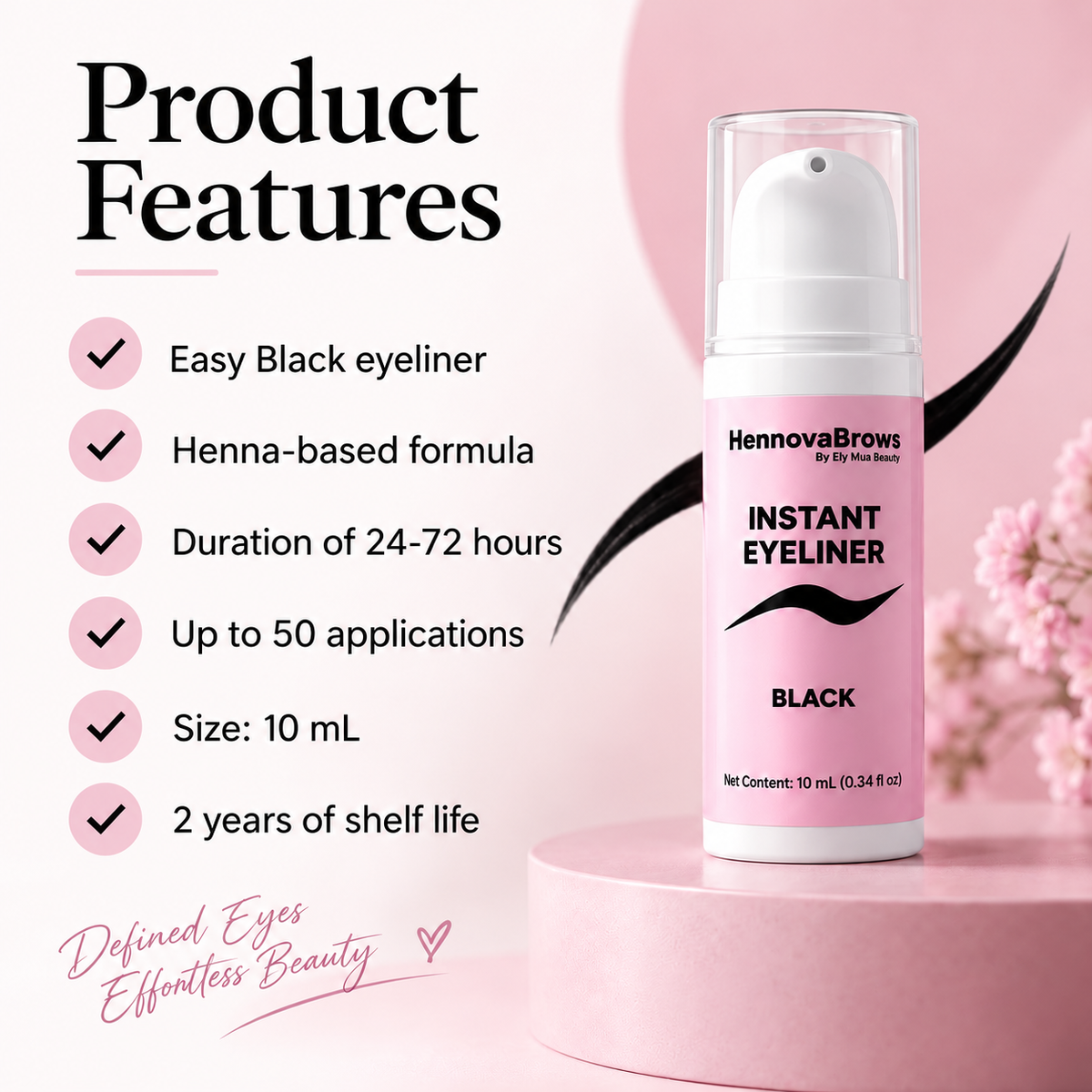 Hennova Eyeliner | Henna-Based Matte Liquid Liner 10 mL