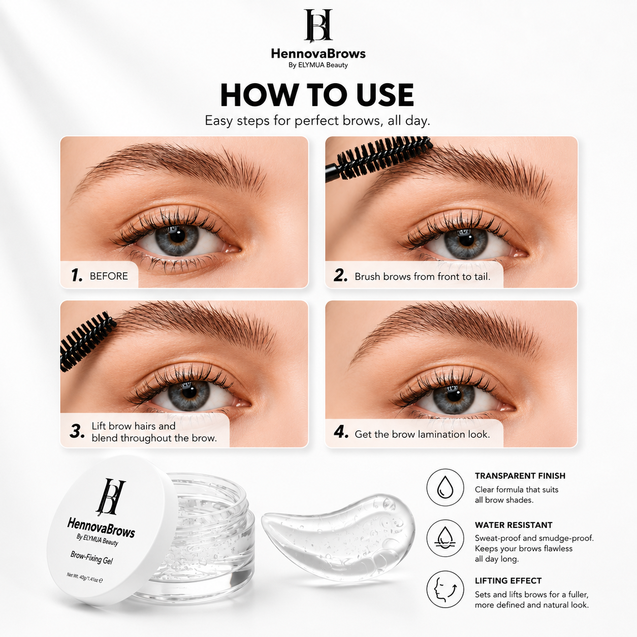 EYEBROW SHAPING GEL FOR DEFINED, LONG-LASTING & HEALTHY BROWS